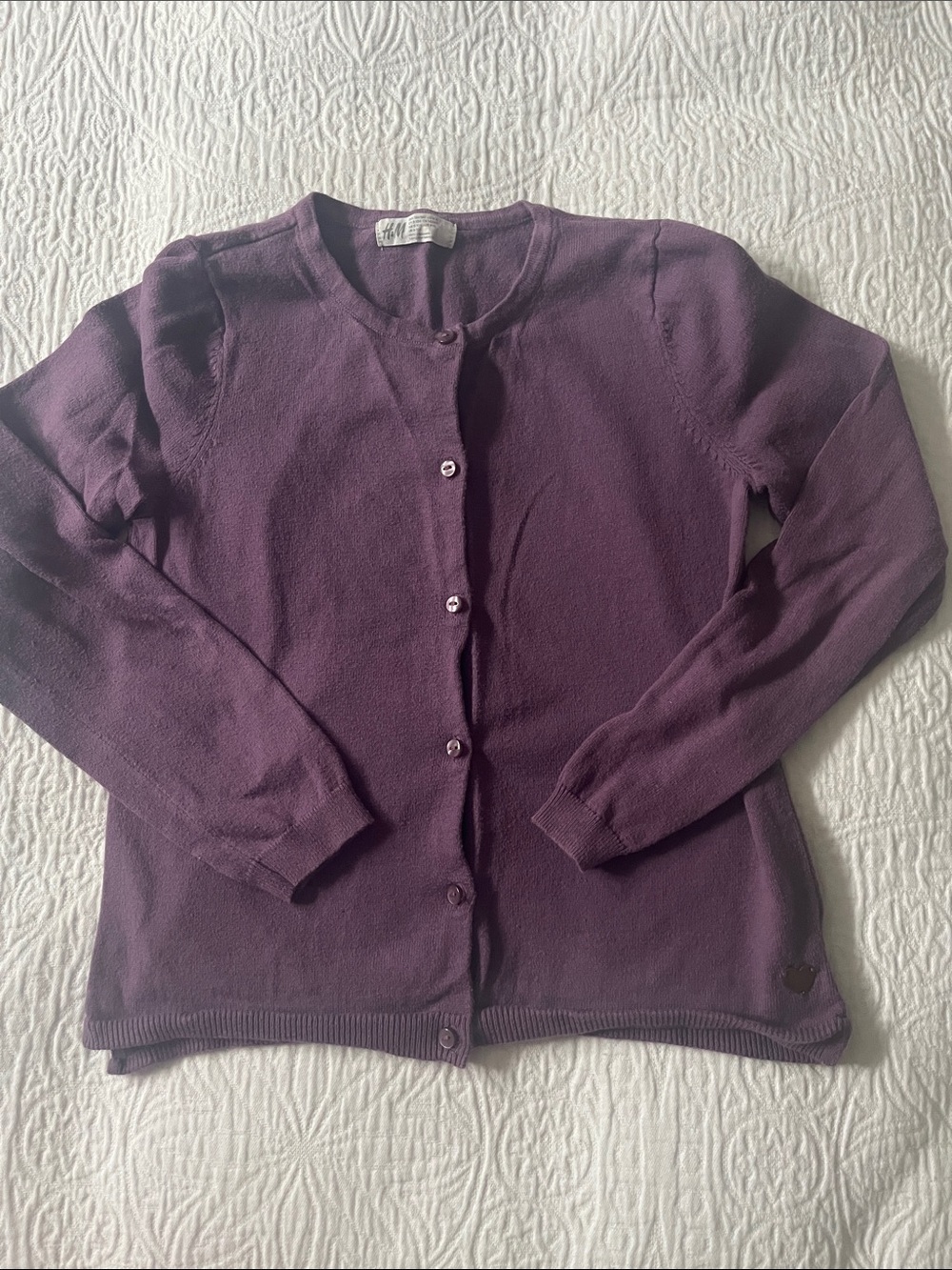 H&M Purple Cotton Cardigan Sweater, Size 8/10